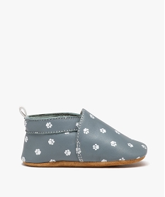 GEMO Chaussons bébé en cuir imprimé pattes de chat Gris