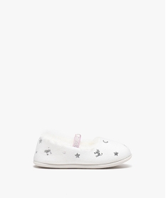 GEMO Chaussons fille ballerines à motifs avec col fourré Blanc