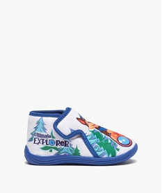 GEMO Chaussons garçon bottillons à scratch en velours ras - Pat Patrouille Blanc