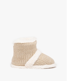 GEMO Chaussons fille boots fourrées dessus en maille beige standard