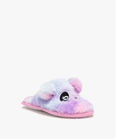 GEMO Chaussons fille mules plates à poils doux tête de panda Multicolore