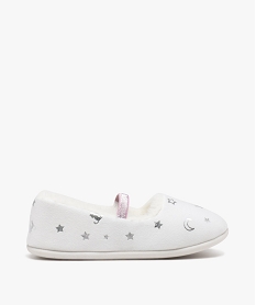GEMO Chaussons fille ballerines fourrées à bride élastique pailletée blanc standard
