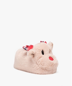 GEMO Chaussons fille en volume tête de cerf spécial Noël Beige