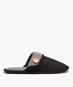 GEMO Chaussons homme en velours avec revers motif chevrons gris standard