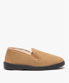 GEMO Chaussons en velours uni et doublés laine homme Brun