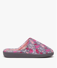 GEMO Chaussons femme mules en velours avec motifs - Isotoner gris standard