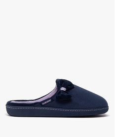 GEMO Chaussons femme pantoufles en velours uni avec noeud - Isotoner Bleu