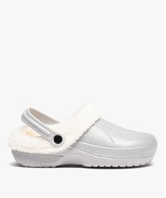 GEMO Chaussons femme sabots fourrés doublure amovible argente