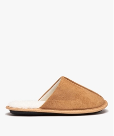 GEMO Chaussons femme mules unies avec intérieur fourré marron standard
