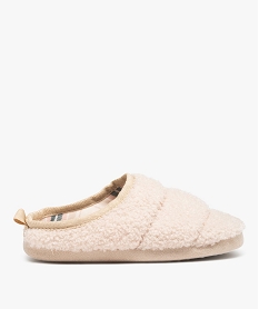 GEMO Chaussons femme mules plates unies en sherpa effet matelassé beige standard