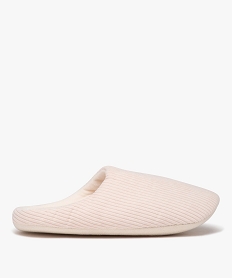 GEMO Chaussons femme mules en velours côtelé uni Beige