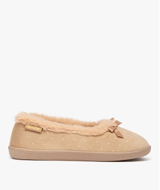 GEMO Chaussons femme ballerines fourrées unies - Isotoner beige standard