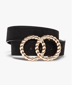 GEMO Ceinture femme en suédine avec boucle fantaisie Noir