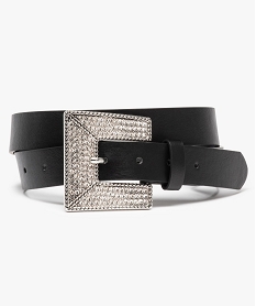 GEMO Ceinture femme à grosse boucle strass Noir