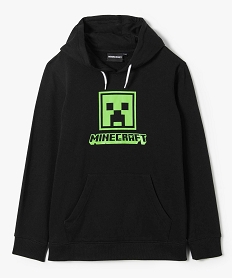 sweat garcon a capuche avec motif - minecraft noirJ050101_1