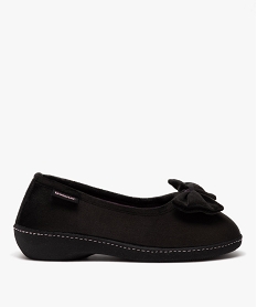 GEMO Chaussons femme ballerines en velours uni détail noeud - Isotoner noir standard