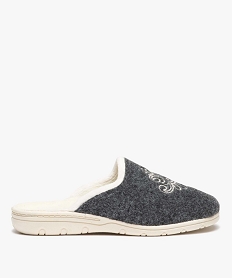 GEMO Chaussons femme mules en feutrine brodée gris standard