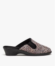 GEMO Chaussons femme mules confort compensées à motif léopard Imprimé