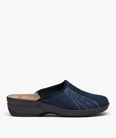 GEMO Chaussons mules confort en velours avec strass femme bleu standard