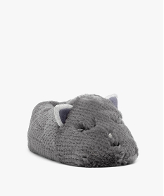 GEMO Chaussons femme en volume tête de chat avec oreilles à paillettes gris standard