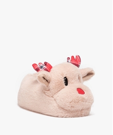 GEMO Chaussons femme en volume en forme de cerf spécial Noël beige standard