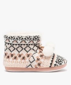 GEMO Chaussons femme boots fourrées à motifs polaires Blanc