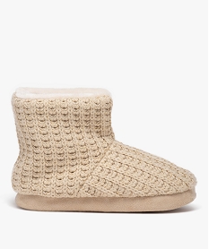 GEMO Chaussons femme boots en maille avec intérieur fourré beige standard