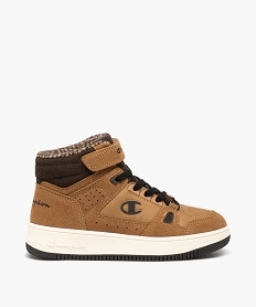 GEMO Baskets garçon mid-cut à col matelassé avec scratch - Champion marron vif