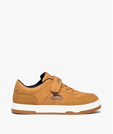 GEMO Baskets garçon unies à scratch et à lacets - Slazenger marron vif