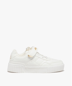 GEMO Baskets fille unies à semelle épaisse et à scratch - Ellesse blanc chine
