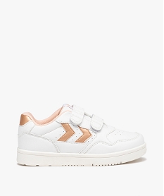 GEMO Baskets fille à double scratch avec détails métallisés - Hummel blanc chine