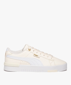 GEMO Baskets femme dessus uni en cuir à lacets avec semelle épaisse - Puma beige standard