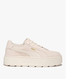 GEMO Baskets femme unies en cuir suédé avec semelle épaisse - Puma beige standard