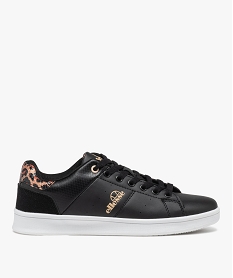 GEMO Baskets femme unies à lacets avec détail imprimé jungle - Ellesse noir vif