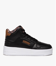 GEMO Baskets femme mid-cut unies à semelle épaisse - Champion Rebound noir vif