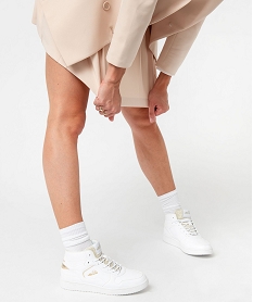 GEMO Baskets femme montantes avec languette pailletée en mesh - Ellesse Blanc