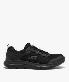 GEMO Baskets femme unies style running en mesh brillant - Skechers Noir