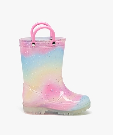 GEMO Bottes de pluie bébé fille à paillettes avec anses Multicolore