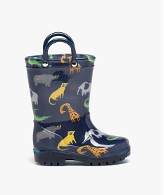 bottes de pluie bebe avec anses imprimees animaux bleuJ073701_1