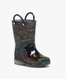 bottes de pluie garcon a motifs dinosaures avec anses noirJ074601_2