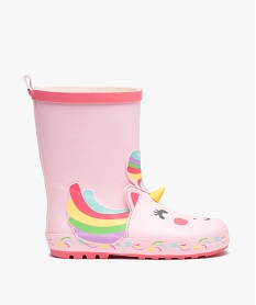 bottes de pluie fille en caoutchouc forme licorne roseJ075601_1