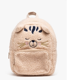 GEMO Sac à dos en maille sherpa avec broderie chat fille Beige