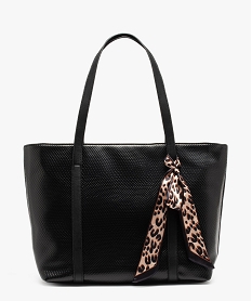 GEMO Sac cabas pour ordinateur motif serpent avec foulard imprimé femme Noir