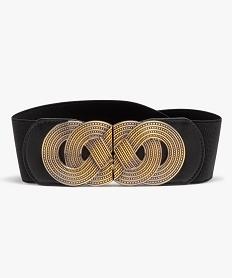 GEMO Ceinture large élastique avec boucle fantaisie en métal femme Noir