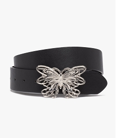 GEMO Ceinture large à boucle métal papillon femme Noir