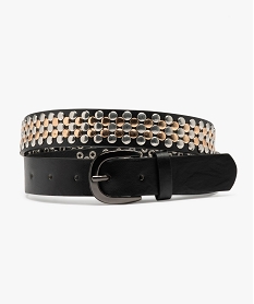 GEMO Ceinture à clous bicolores femme Noir