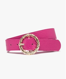 GEMO Ceinture en matière grainée avec boucle ronde femme Rose