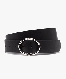 GEMO Ceinture large unie à boucle ovale argentée femme Noir