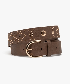 GEMO Ceinture à clous et oillets dorés femme Brun