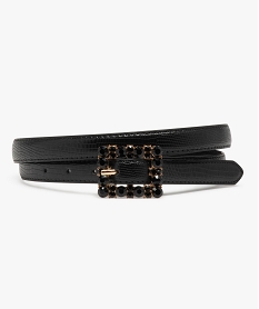 GEMO Ceinture fine à boucle strass femme Noir